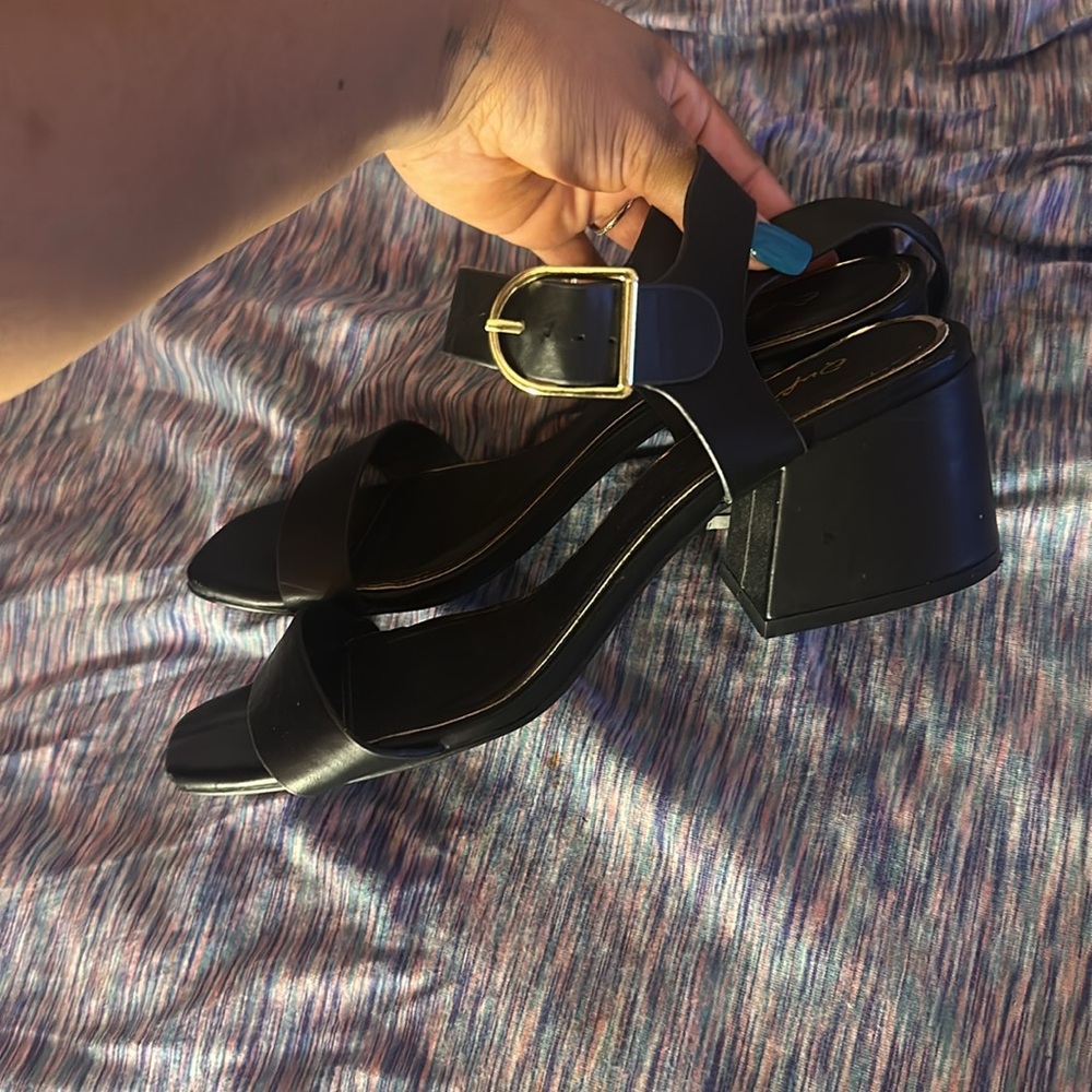 Black low platform heels